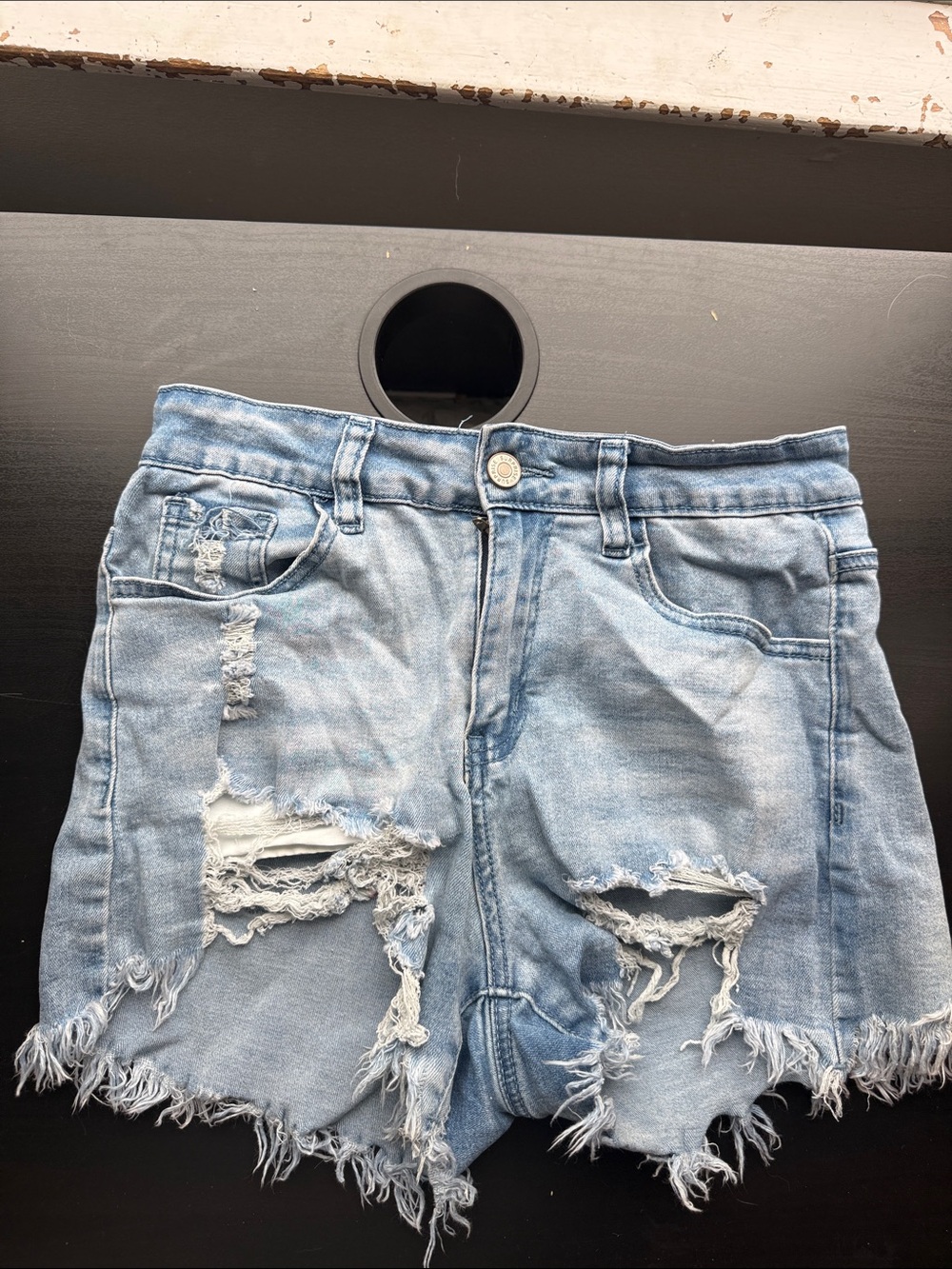 Light Blue Distressed Women's Jean Shorts